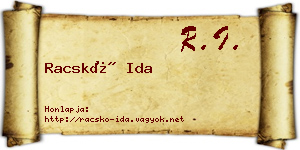 Racskó Ida névjegykártya